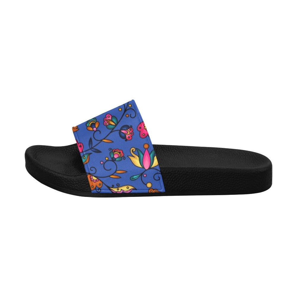 Copper Prairie Petals Blue Women's Slide Sandals
