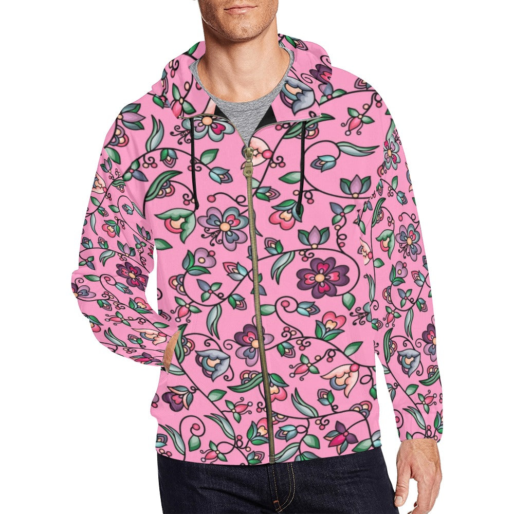 Amber Evening Garland Pink Men's Zipper Hoodie