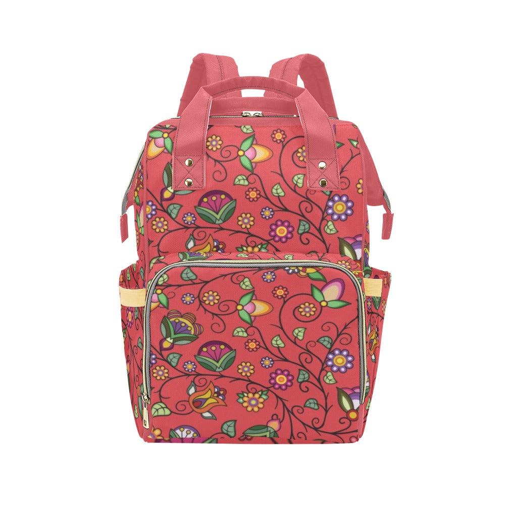 Heartbeat Petals Red Multi-Function Diaper Backpack/Diaper Bag