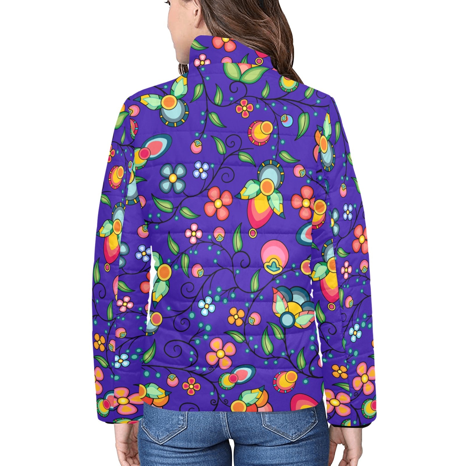 Floral Bounty Blue Women's Padded Jacket