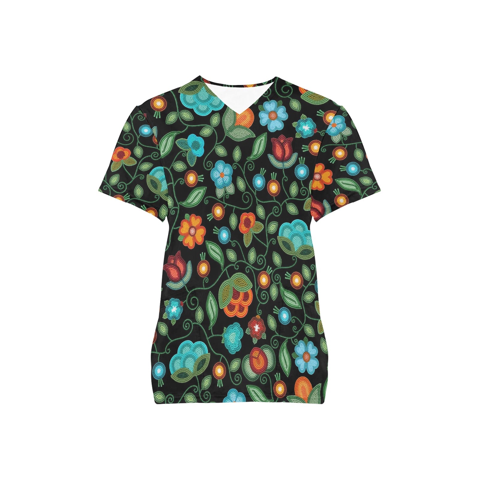Prairie Fire Petals Black Scrub Top