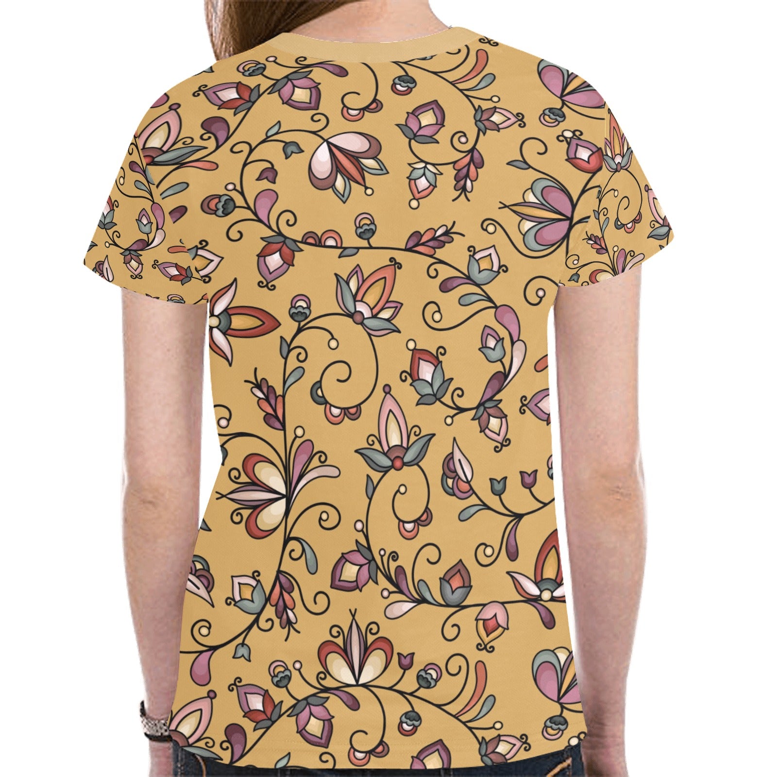 Burnt Sky Petals Gold T-shirt for Women