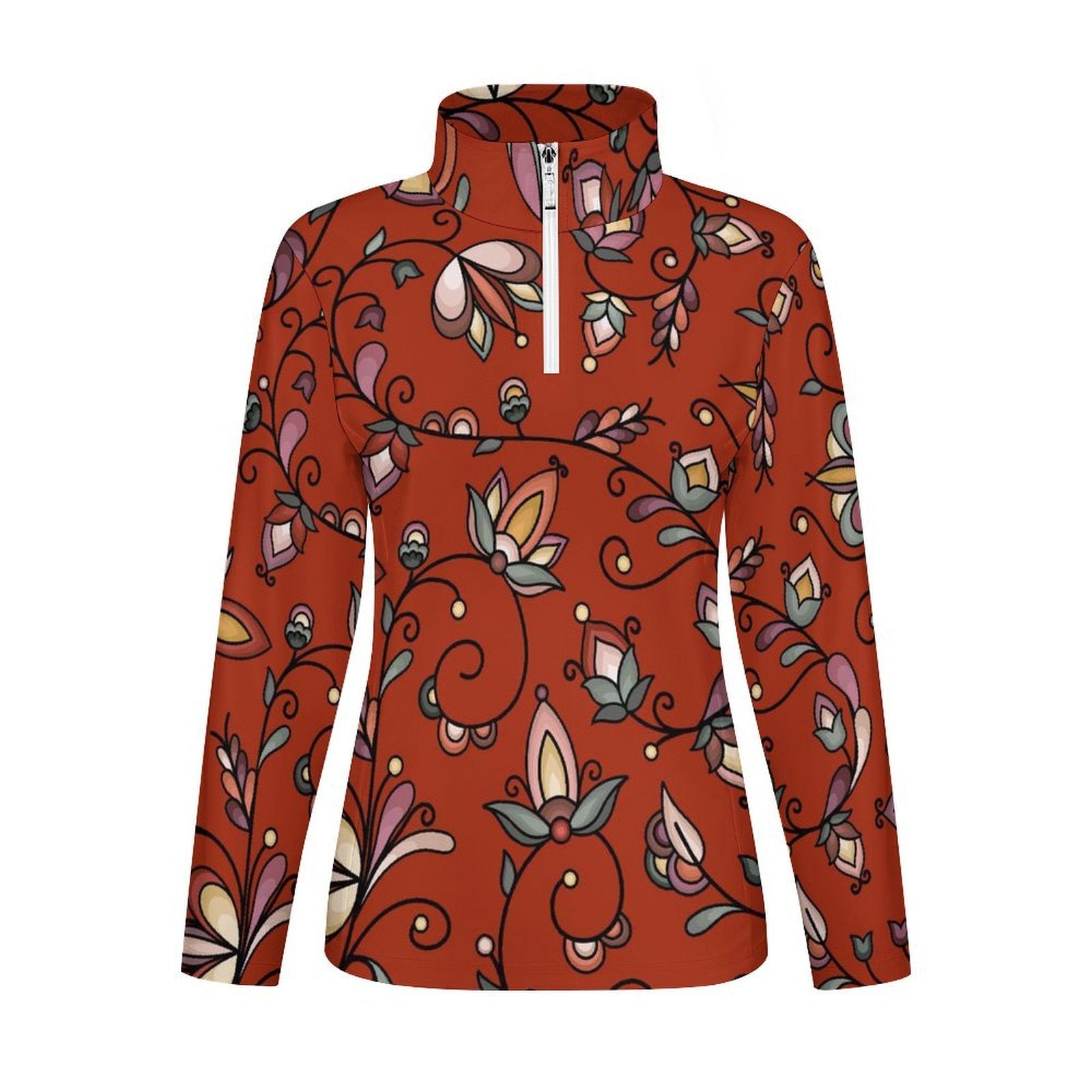 Burnt Sky Petals Red Long Sleeve Yoga Shirt