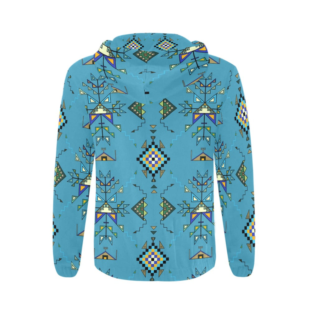 Bear Shield Blue Men's Zipper Hoodie