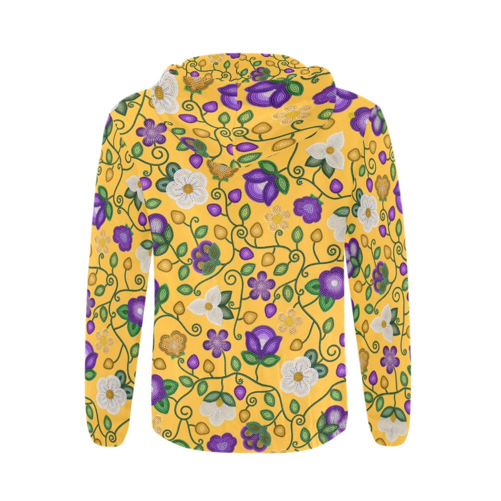 Midnight Moss Bloom Yellow Men's Zipper Hoodie