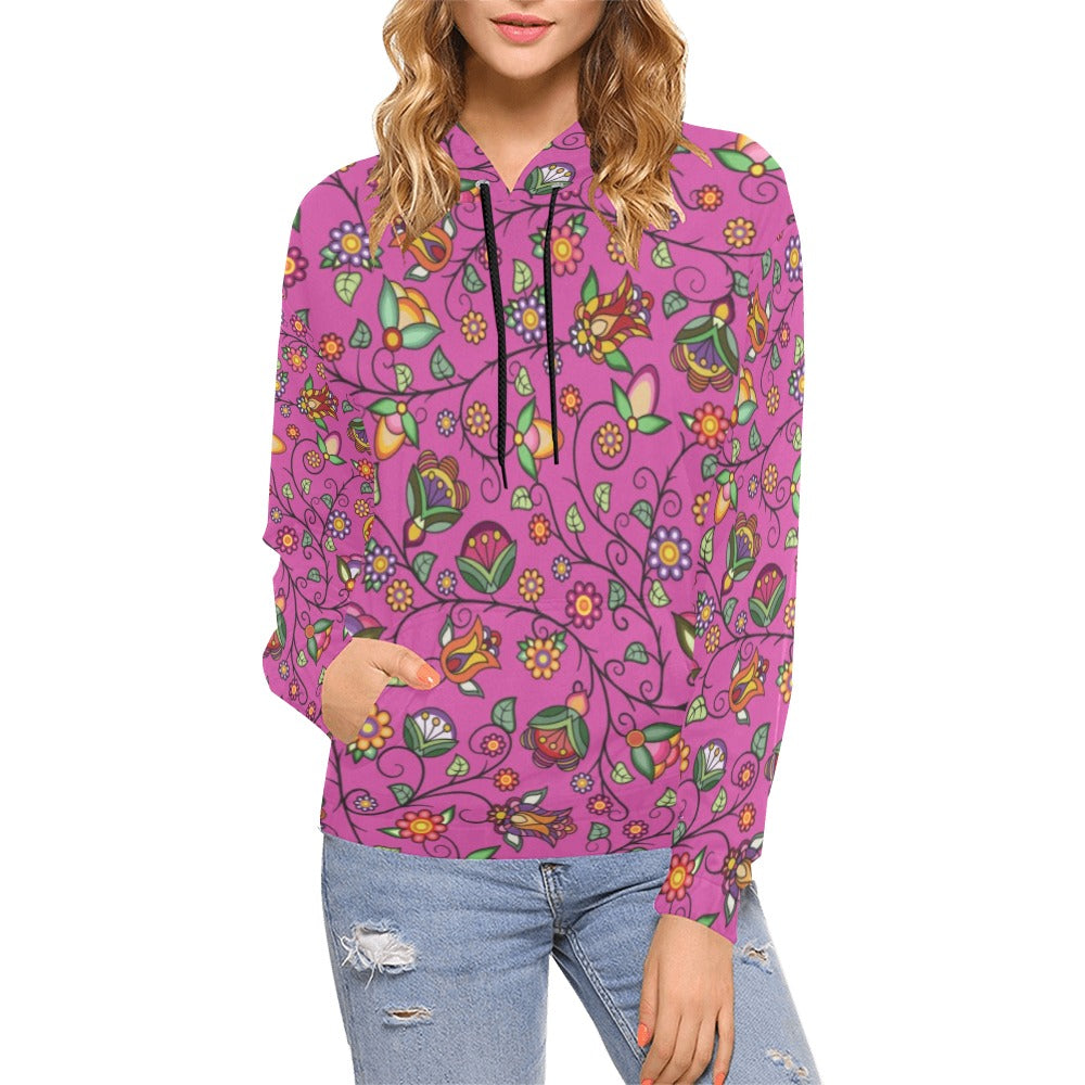 Heartbeat Petals Pink Hoodie for Women (USA Size)
