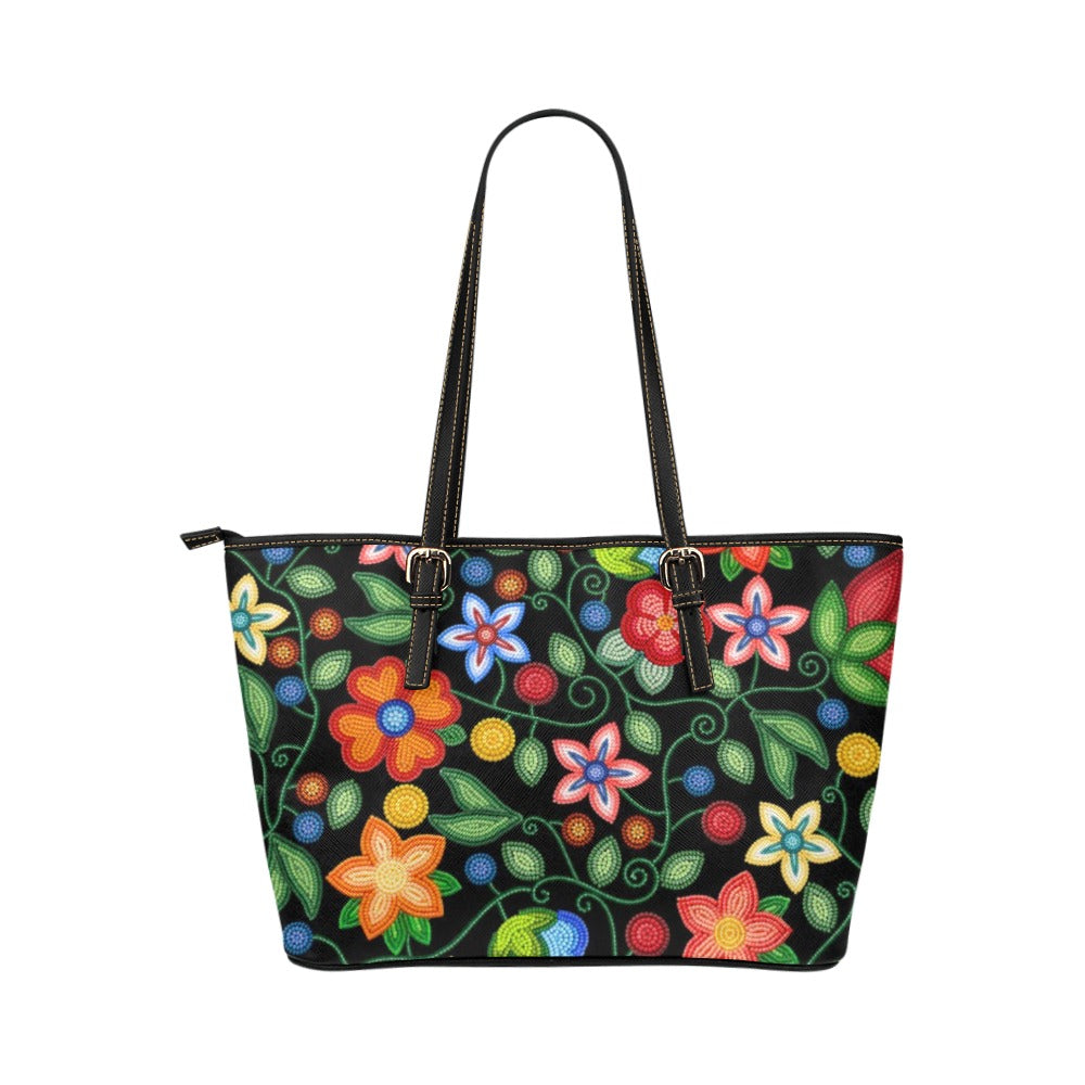 Morning Harmony Black Leather Tote Bag/Large