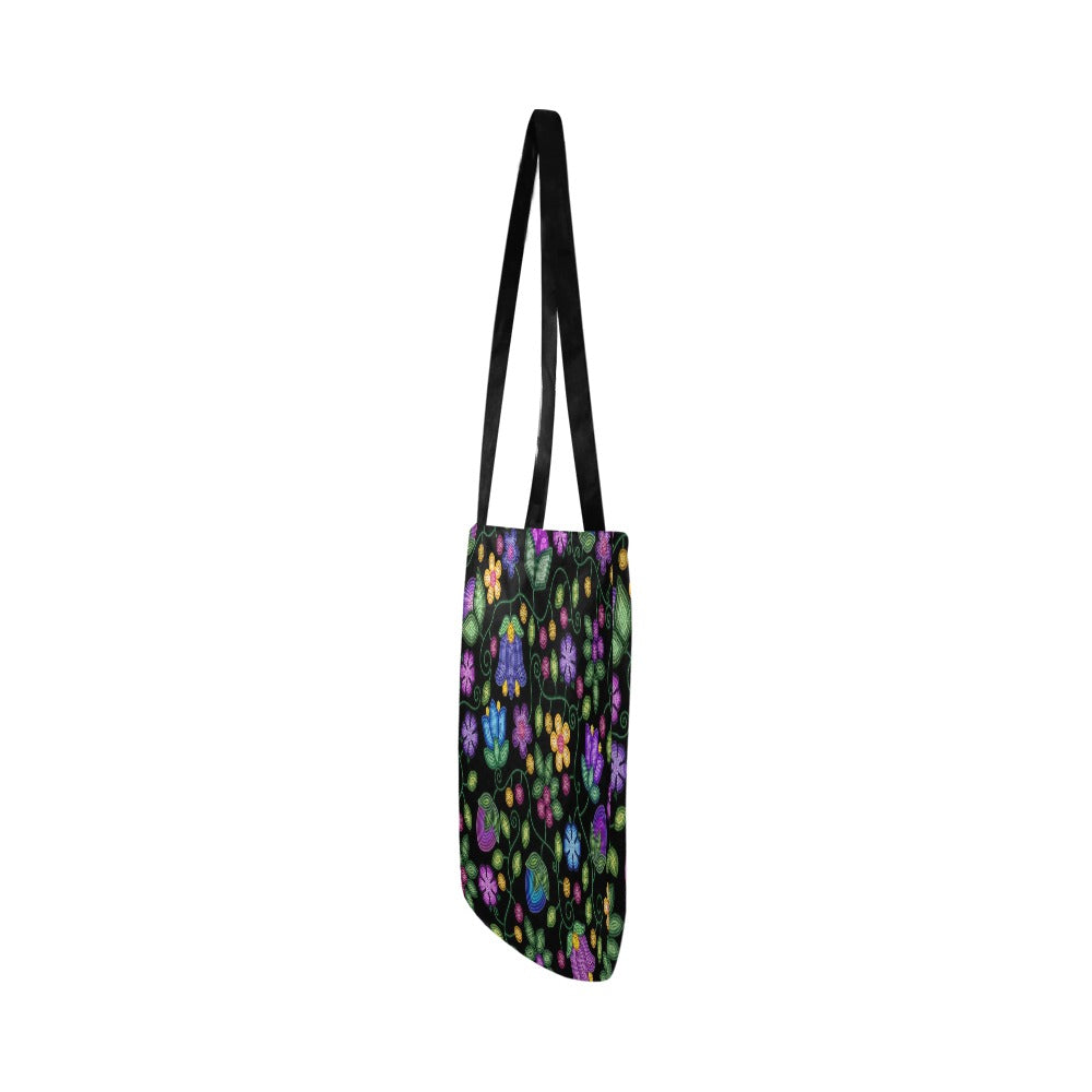 Bloom Uplift Black Reusable Shopping Bag (Two sides)