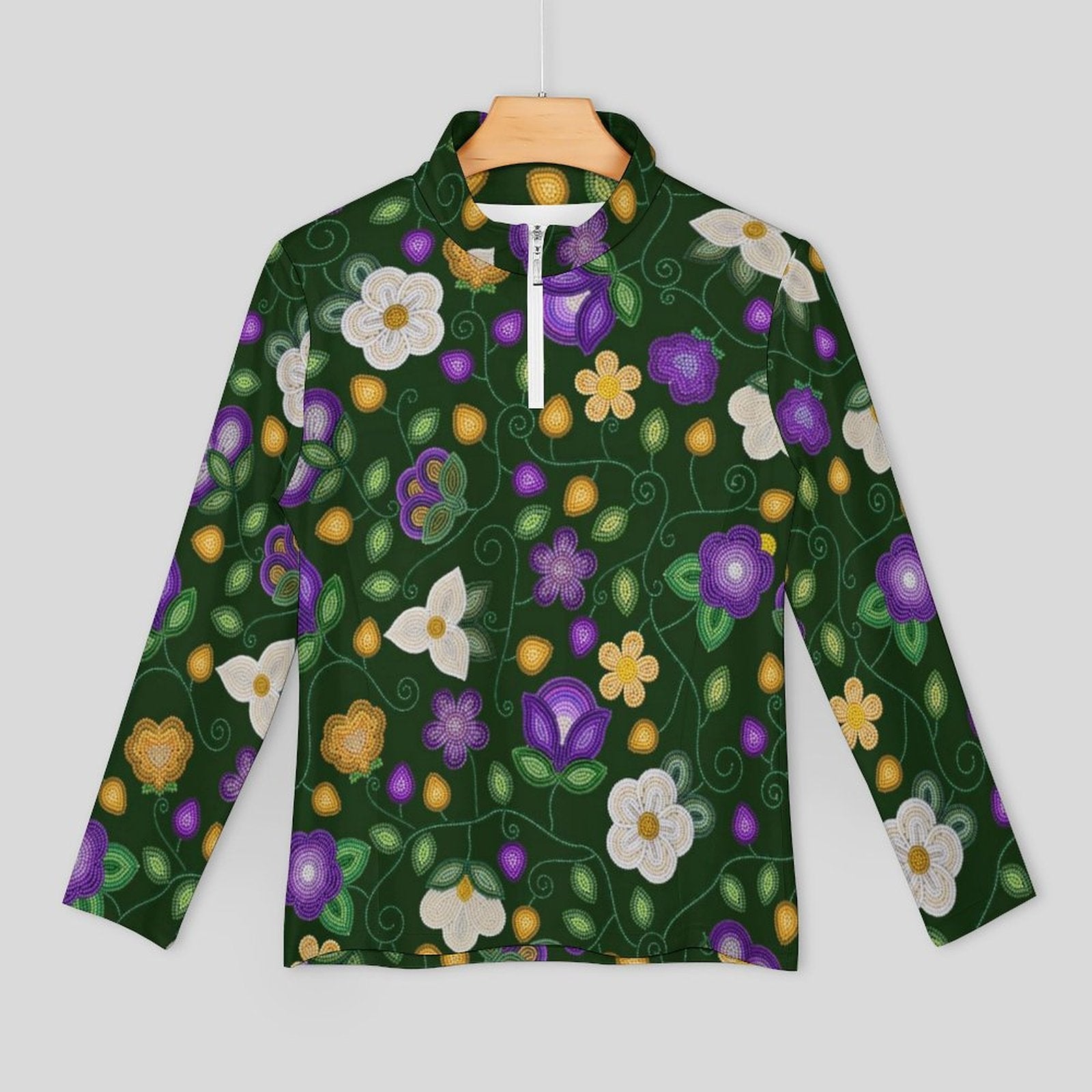 Midnight Moss Bloom Forest Long Sleeve Yoga Shirt