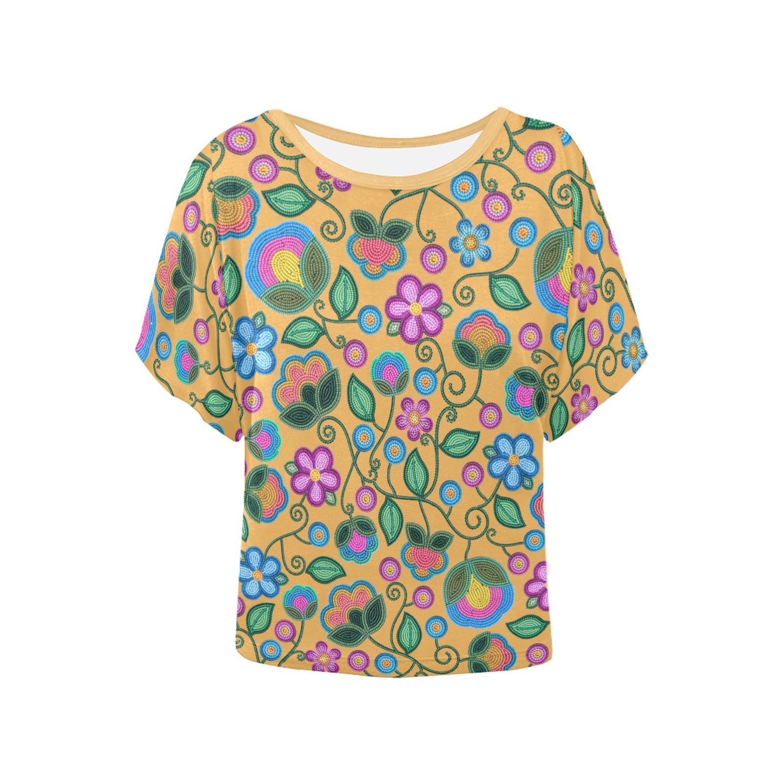 Turquoise Sunbeam Yellow Women's Batwing-Sleeved Blouse T-shirt