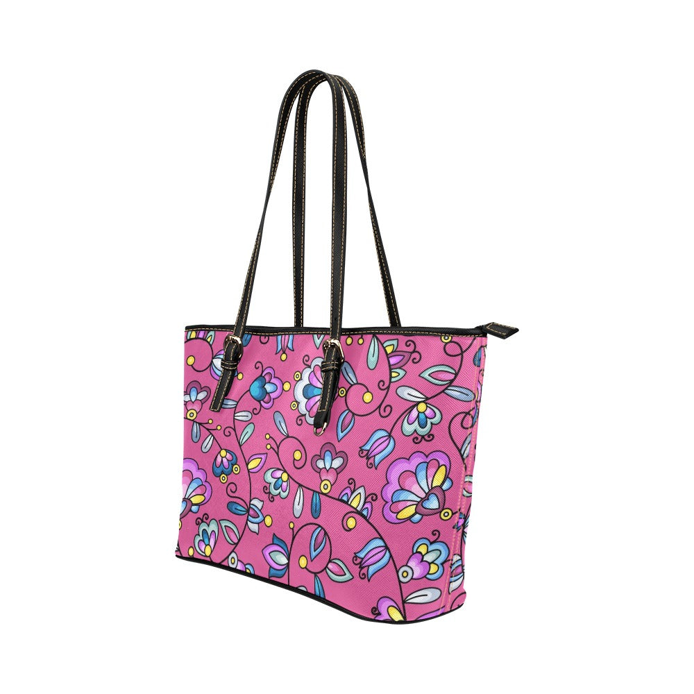 Autumn Bundle Blessing Pink Leather Tote Bag/Large