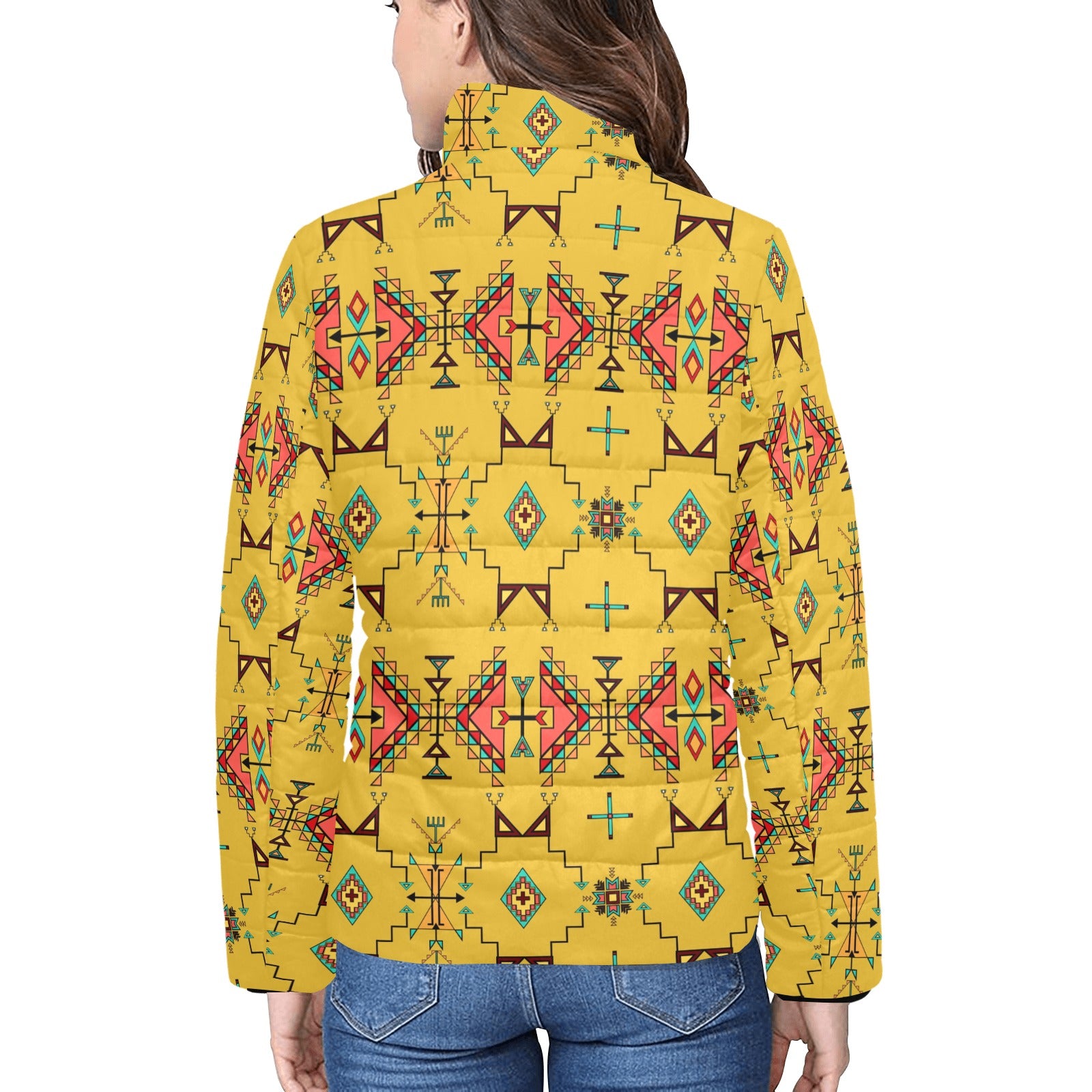 Thunder Flight Yellow Women's Stand Collar Padded Jacket