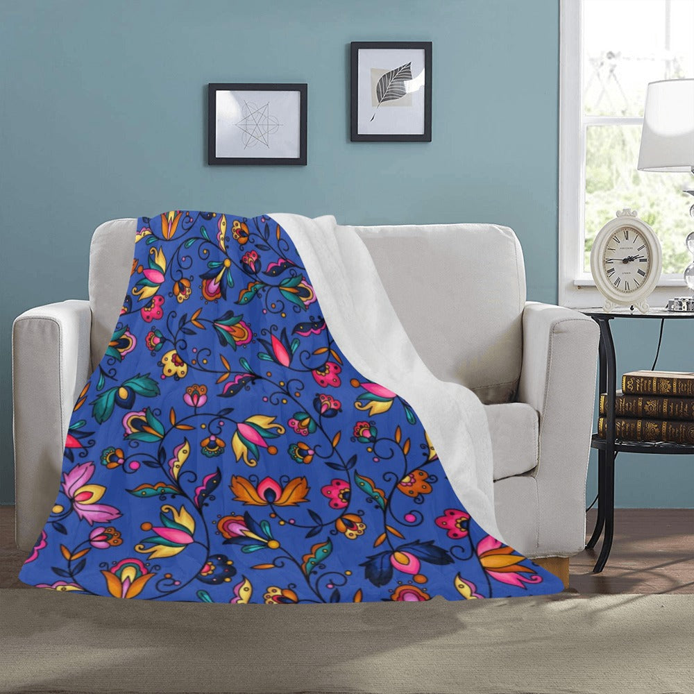 Copper Prairie Petals Blue Ultra-Soft Micro Fleece Blanket 50"x60"
