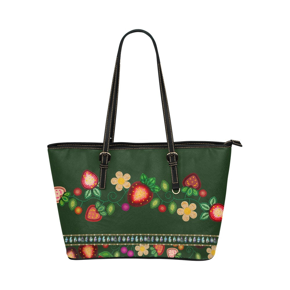 Berry Garden Hunter Leather Tote Bag/Large