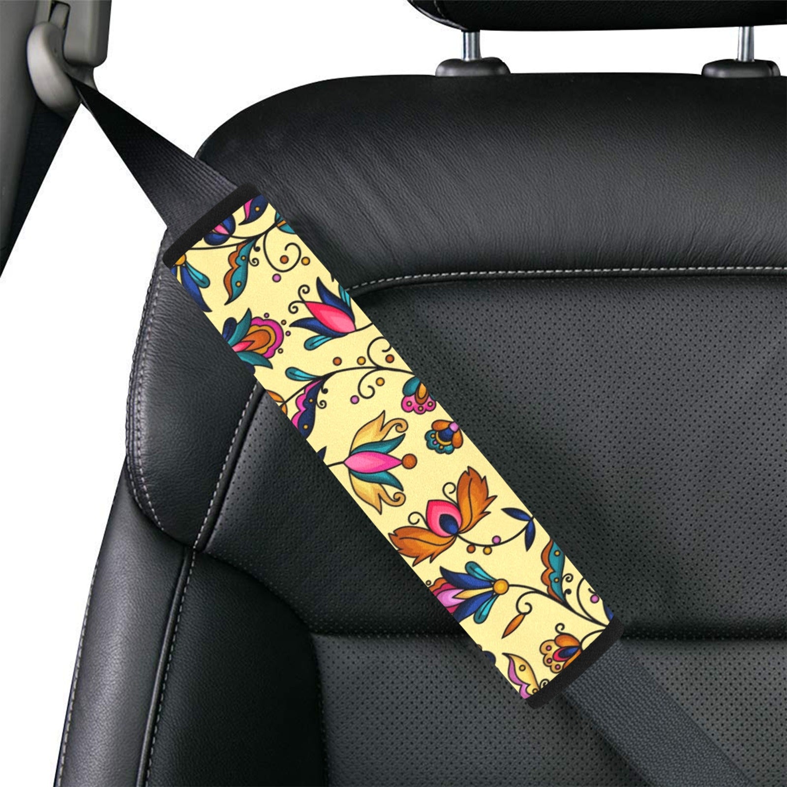 Copper Prairie Petals Yellow Car Seat Belt Cover 7''x12.6'' (Pack of 2)