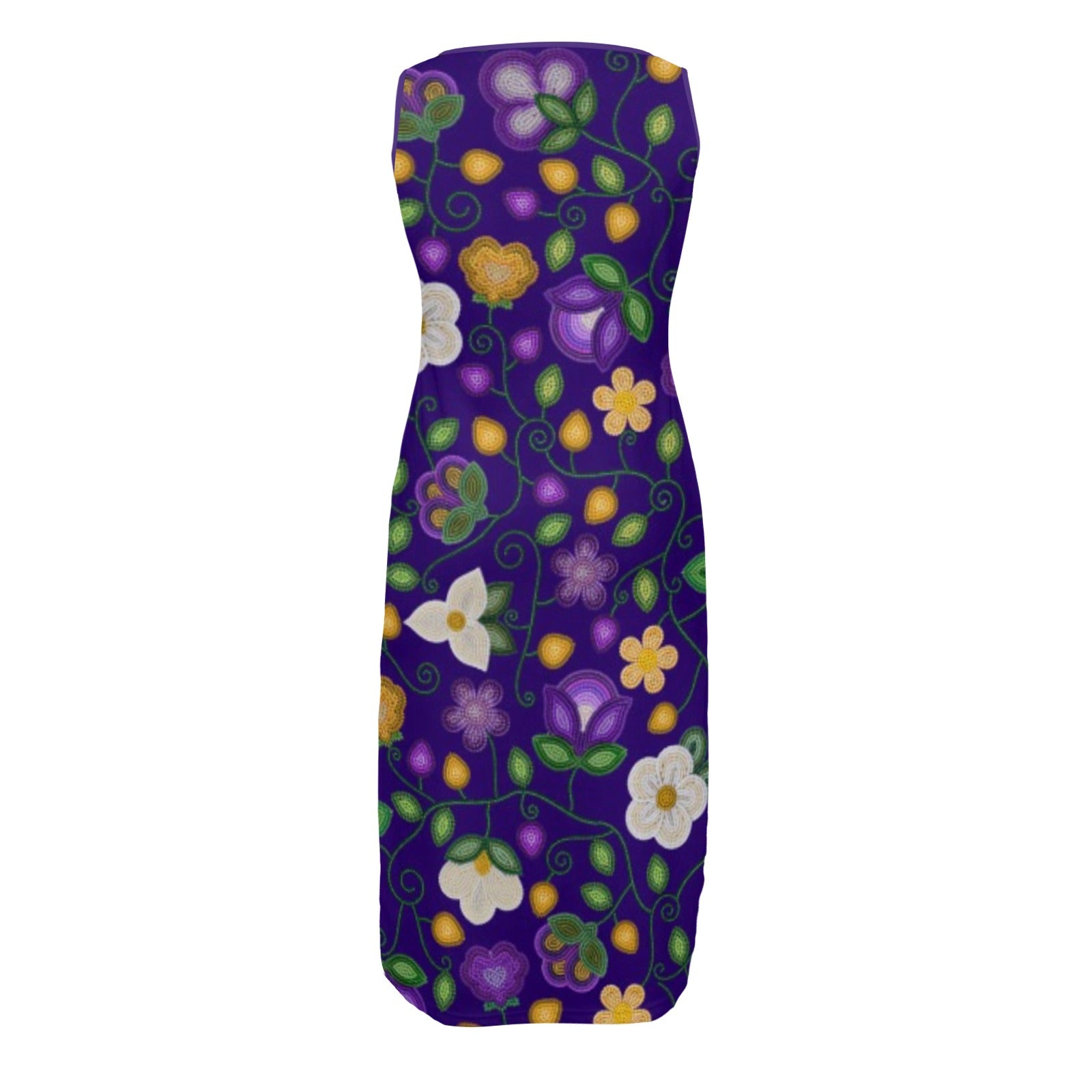 Midnight Moss Bloom Aubergine Phaedra Sleeveless Open Fork Long Dress