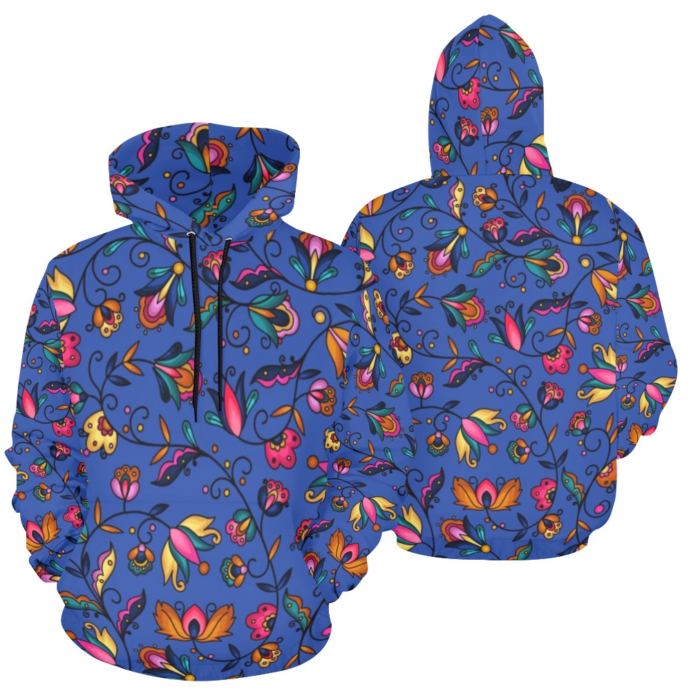 Copper Prairie Petals Blue Hoodie for Women (USA Size)
