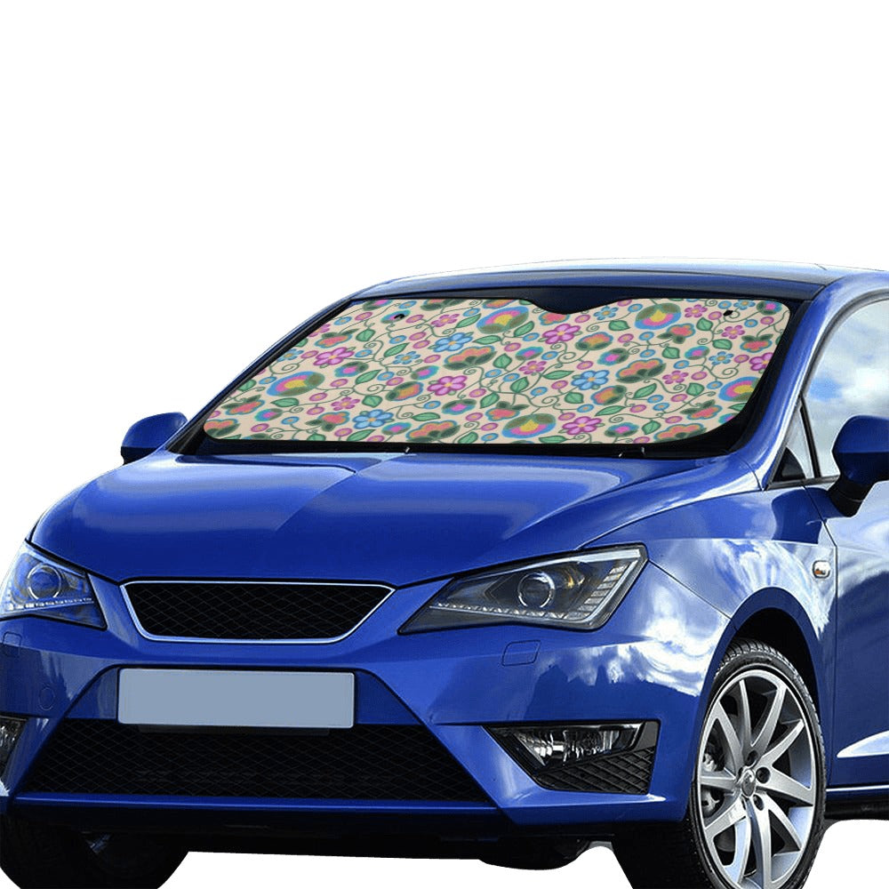 Turquoise Sunbeam Cream Car Sun Shade 55"x30"