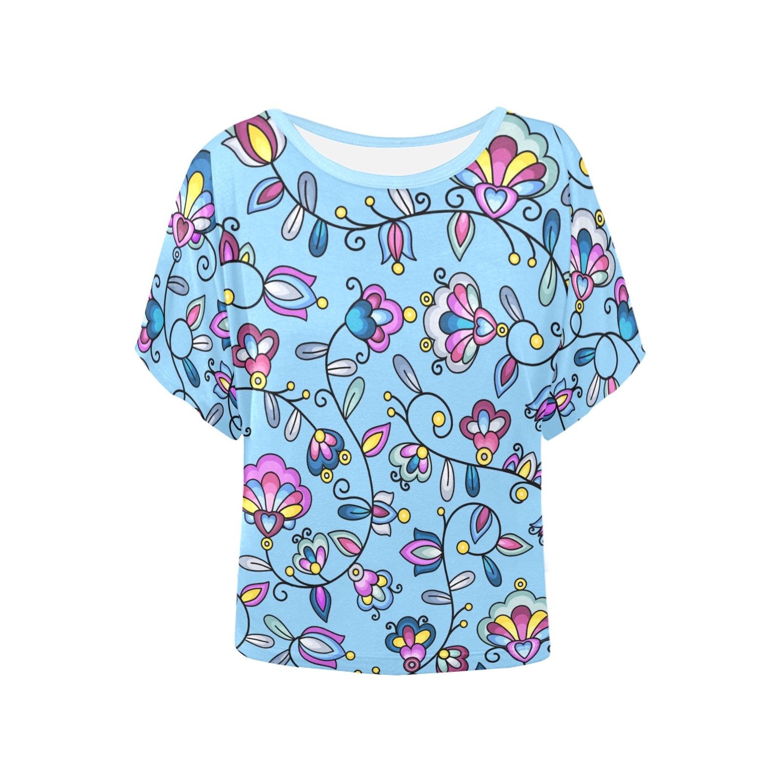 Autumn Bundle Blessing Blue Women's Batwing-Sleeved Blouse T shirt