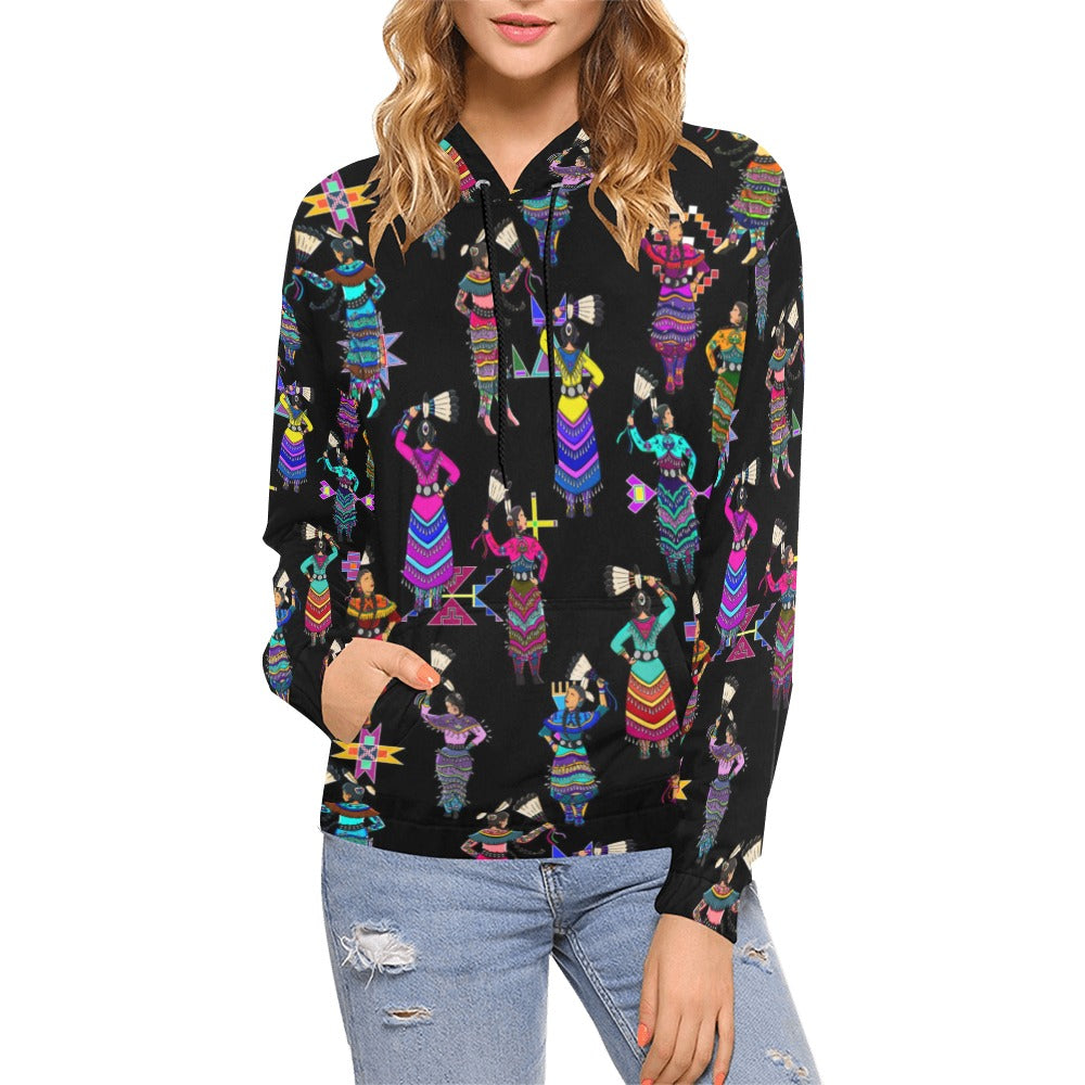 Women's Jingle Dancers Black Hoodie for Women (USA Size)