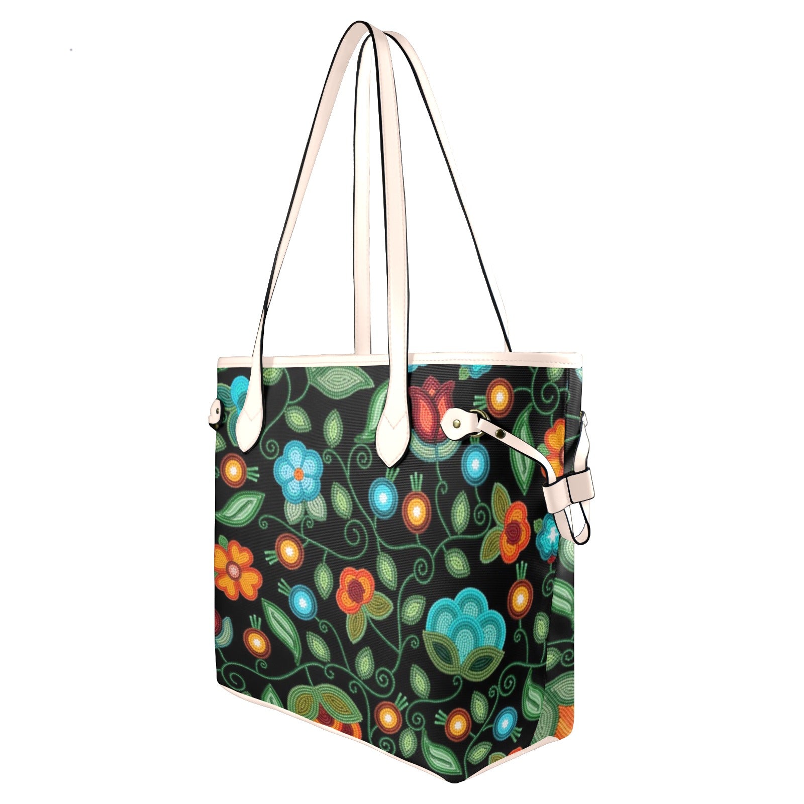 Prairie Fire Petals Black Clover Canvas Tote Bag