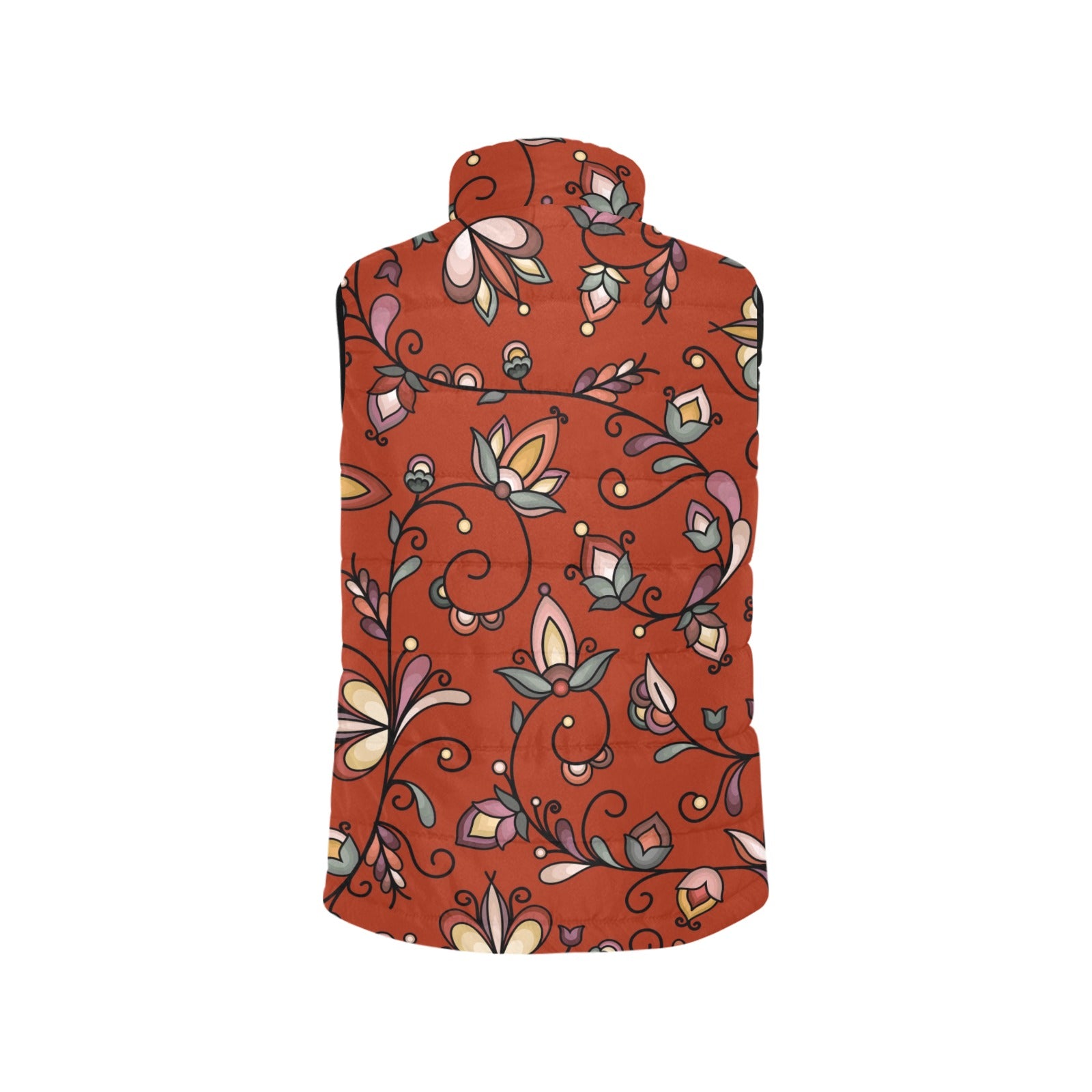 Burnt Sky Petals Red Women's Padded Vest Jacket