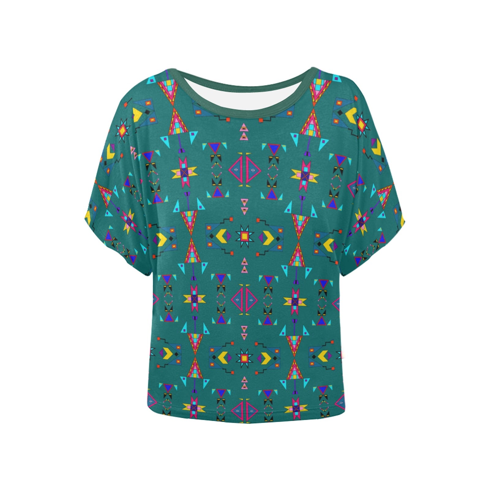 Enemy Territory Teal Women's Batwing-Sleeved Blouse T shirt