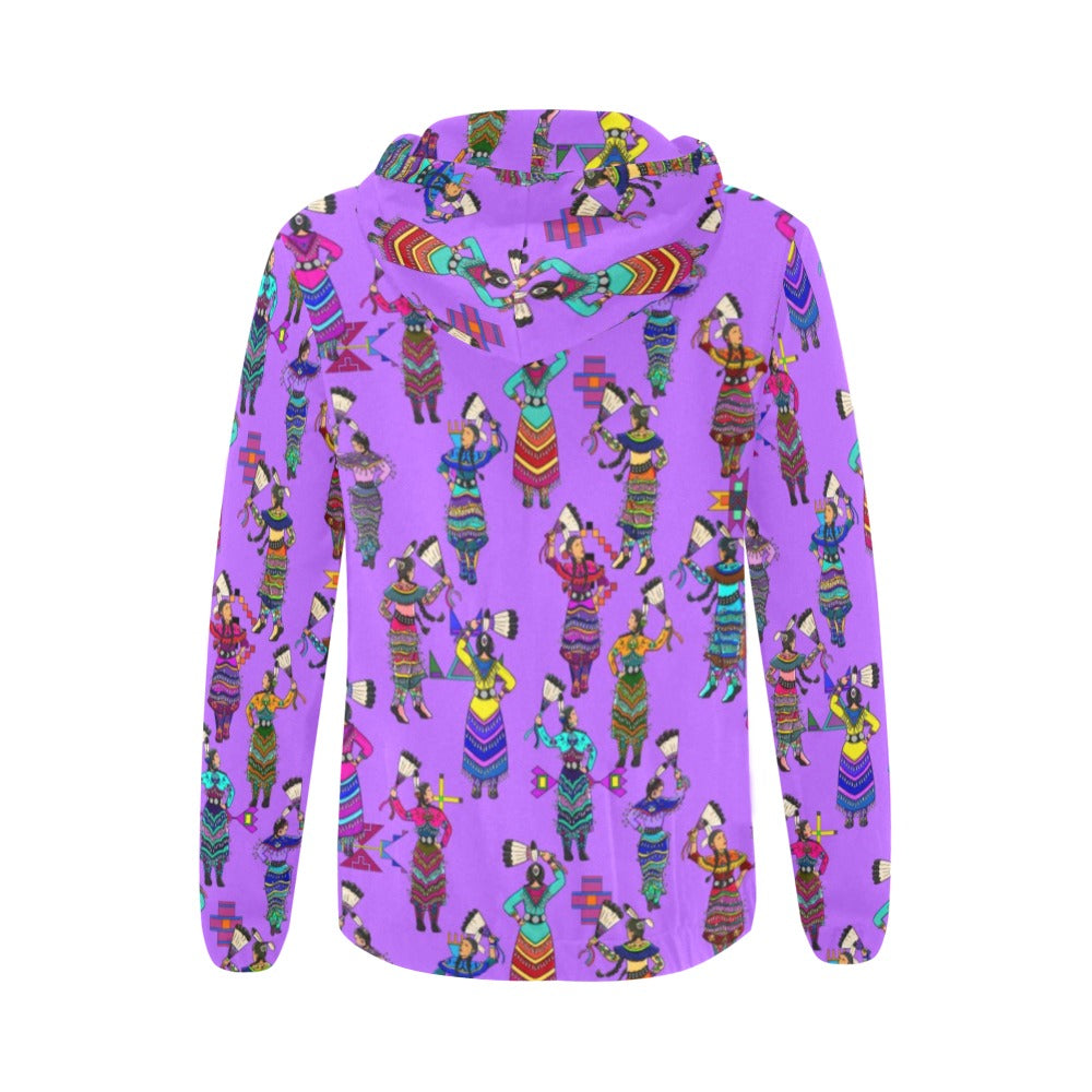 Women's Jingle Dancers Purple Full Zip Hoodie for Women
