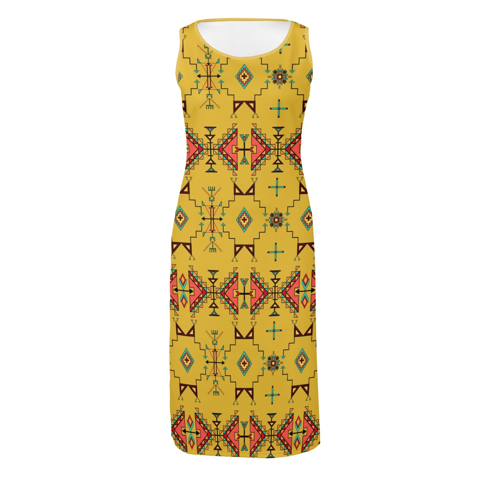Thunder Flight Yellow Phaedra Sleeveless Open Fork Long Dress