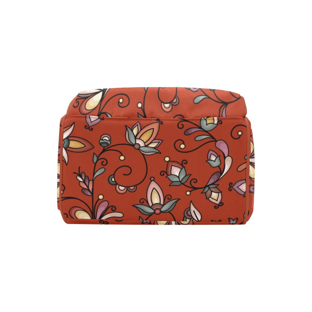 Burnt Sky Petals Red Multi-Function Diaper Backpack/Diaper Bag