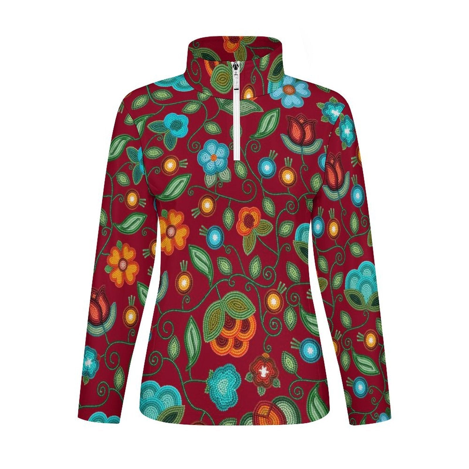 Prairie Fire Petals Red Long Sleeve Yoga Shirt