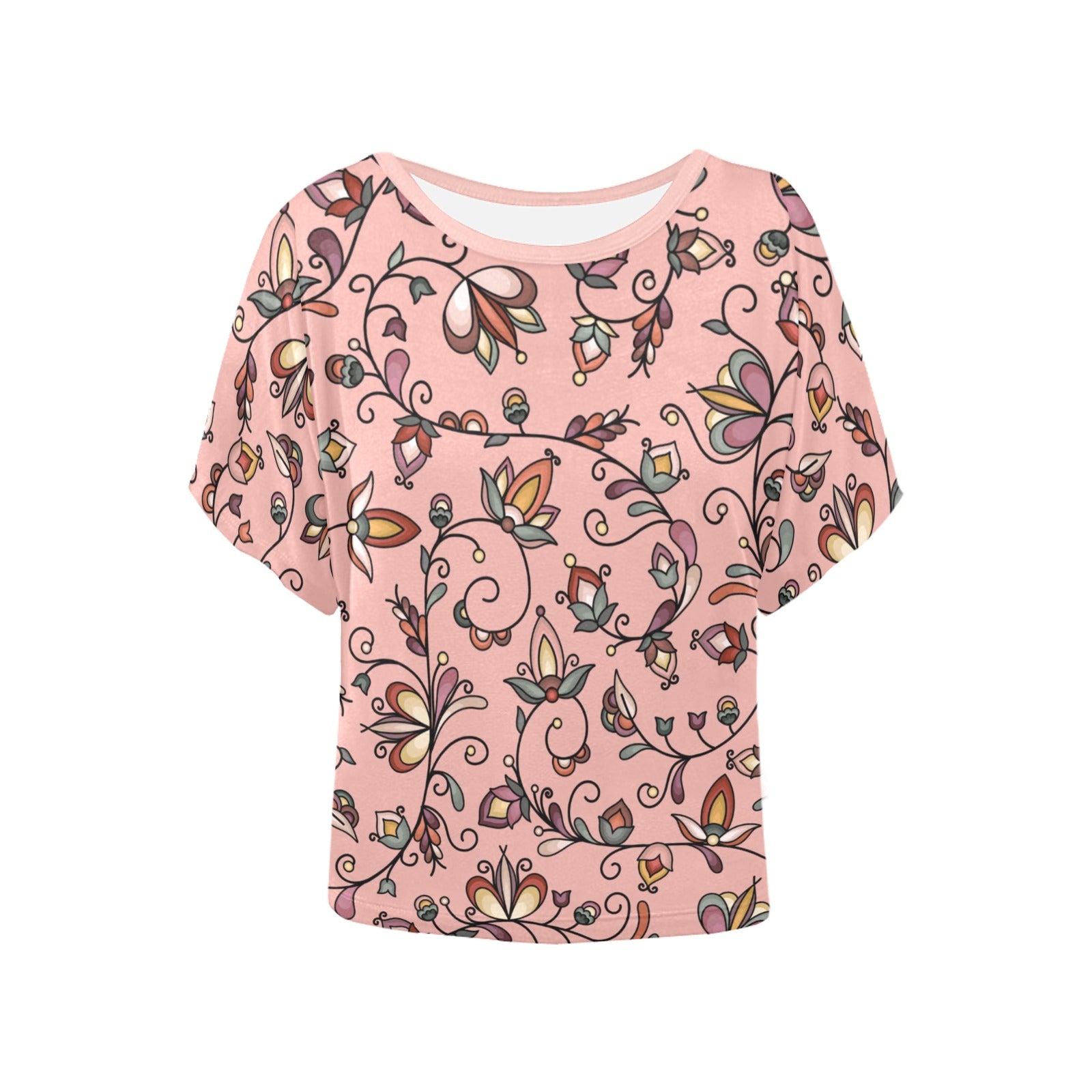 Burnt Sky Petals Peach Women's Batwing-Sleeved Blouse T shirt