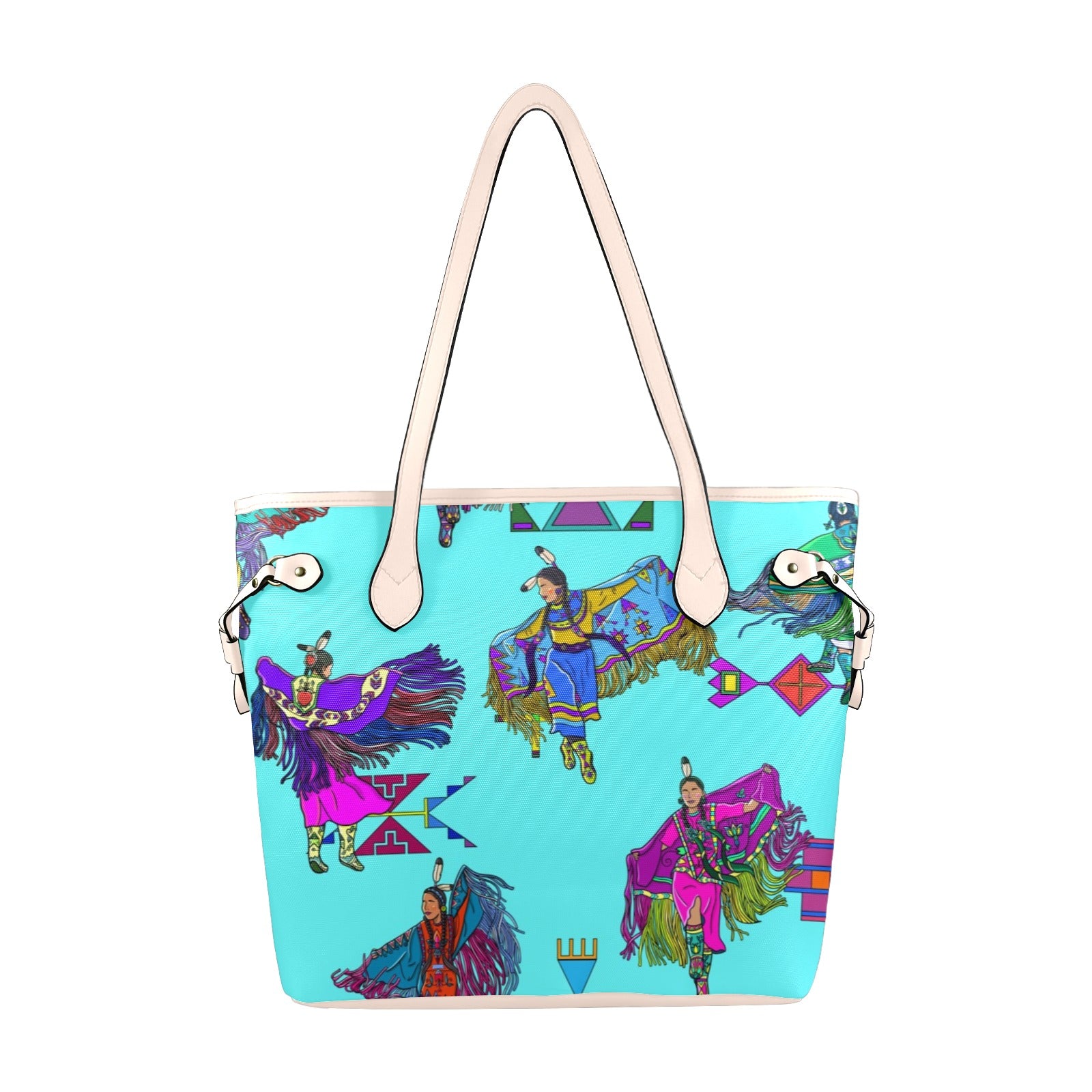 Women's Fancy Dancers Turquoise Clover Canvas Tote Bag