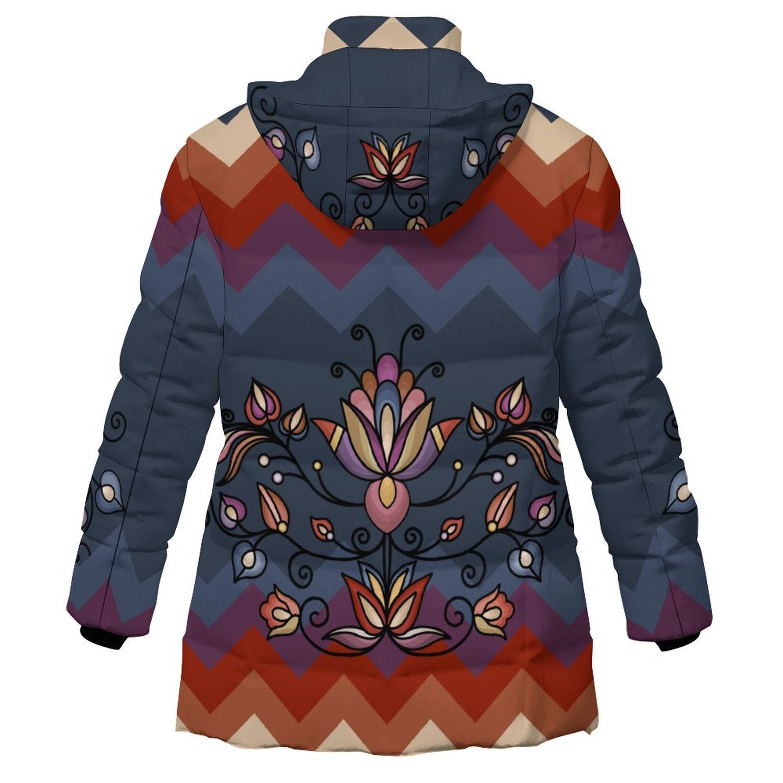 Ember Blossom Women's Hooded Puffer Coat