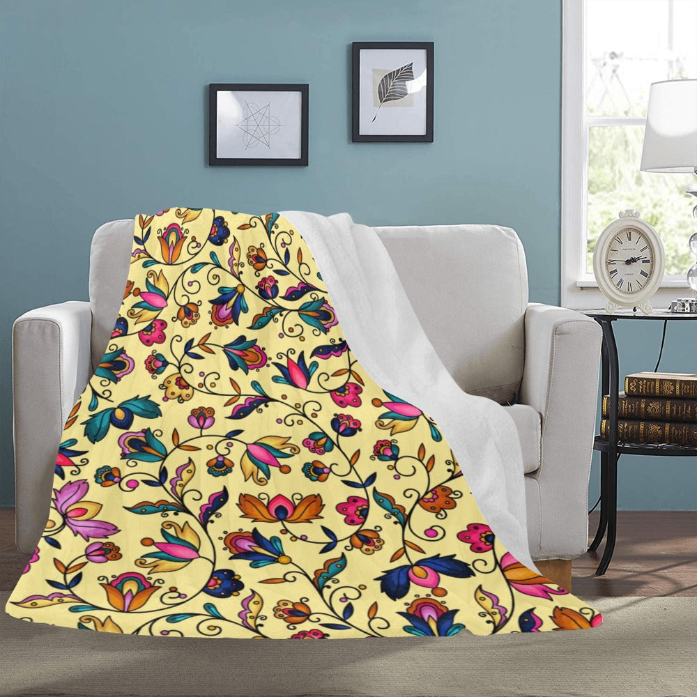 Copper Prairie Petals Yellow Ultra-Soft Micro Fleece Blanket 60"x80"