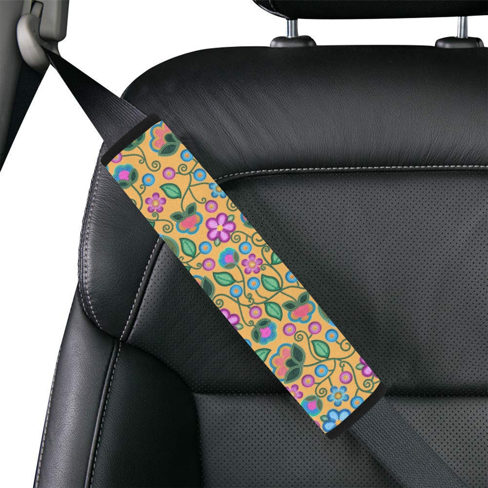 Turquoise Sunbeam Yellow Car Seat Belt Cover 7''x12.6'' (Pack of 2)