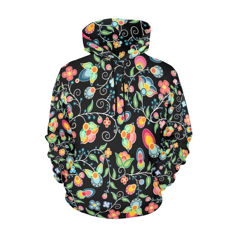 Floral Bounty Black Hoodie for Women (USA Size)