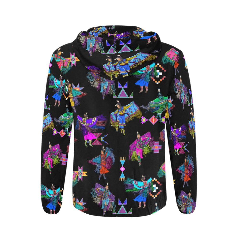Women's Fancy Dancers Black Men's Zipper Hoodie
