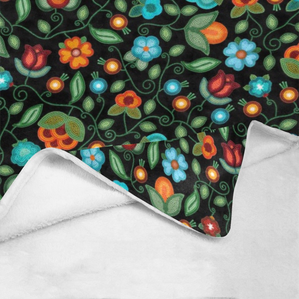 Prairie Fire Petals Black Ultra-Soft Micro Fleece Blanket 50"x60"