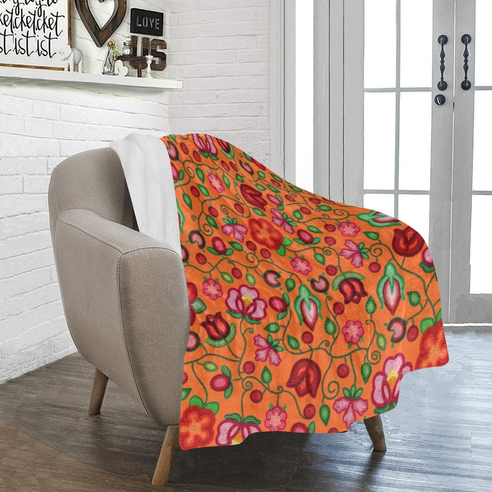 Rose Reverie Orange Ultra-Soft Micro Fleece Blanket 40"x50"