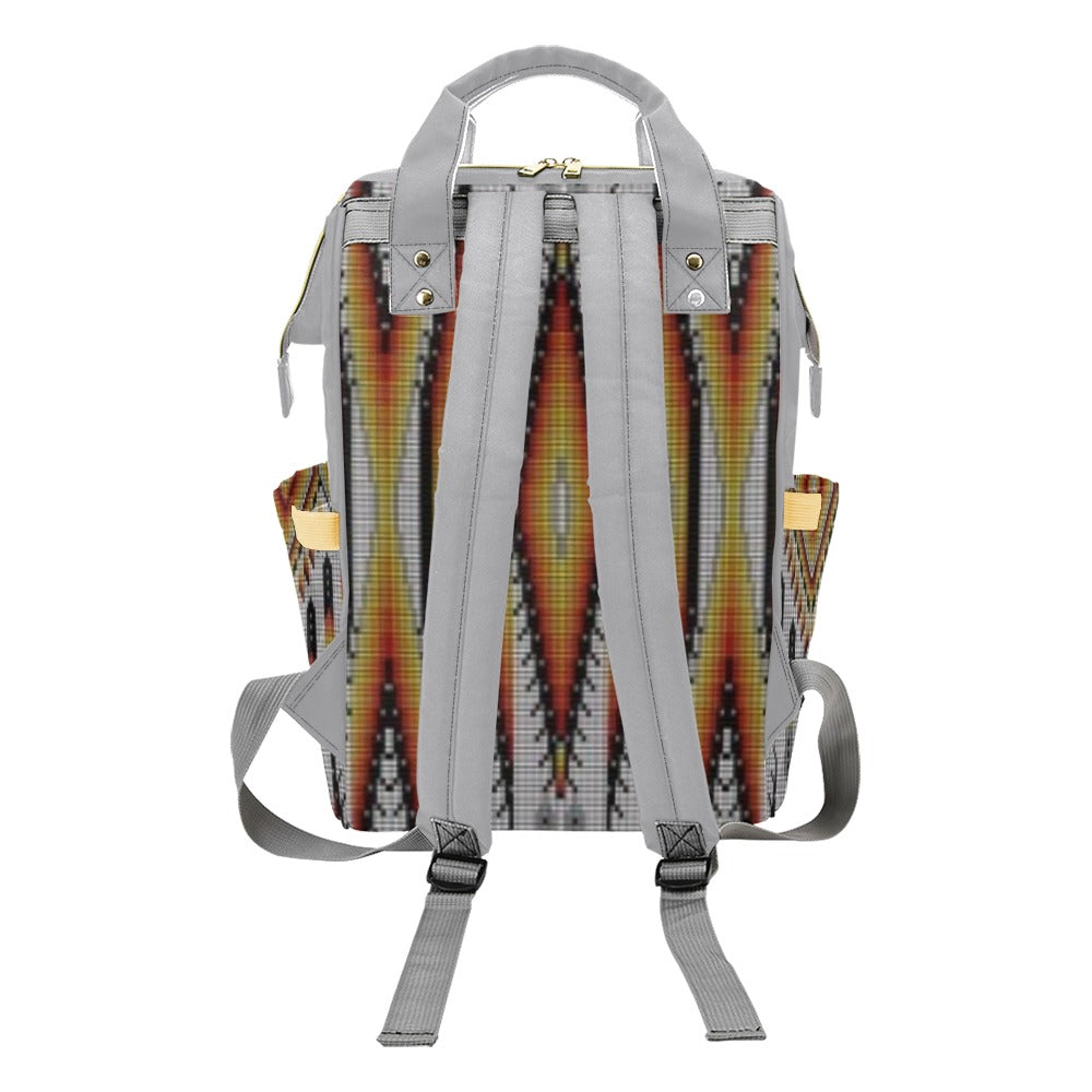 Fire Feather White Multi-Function Diaper Backpack/Diaper Bag