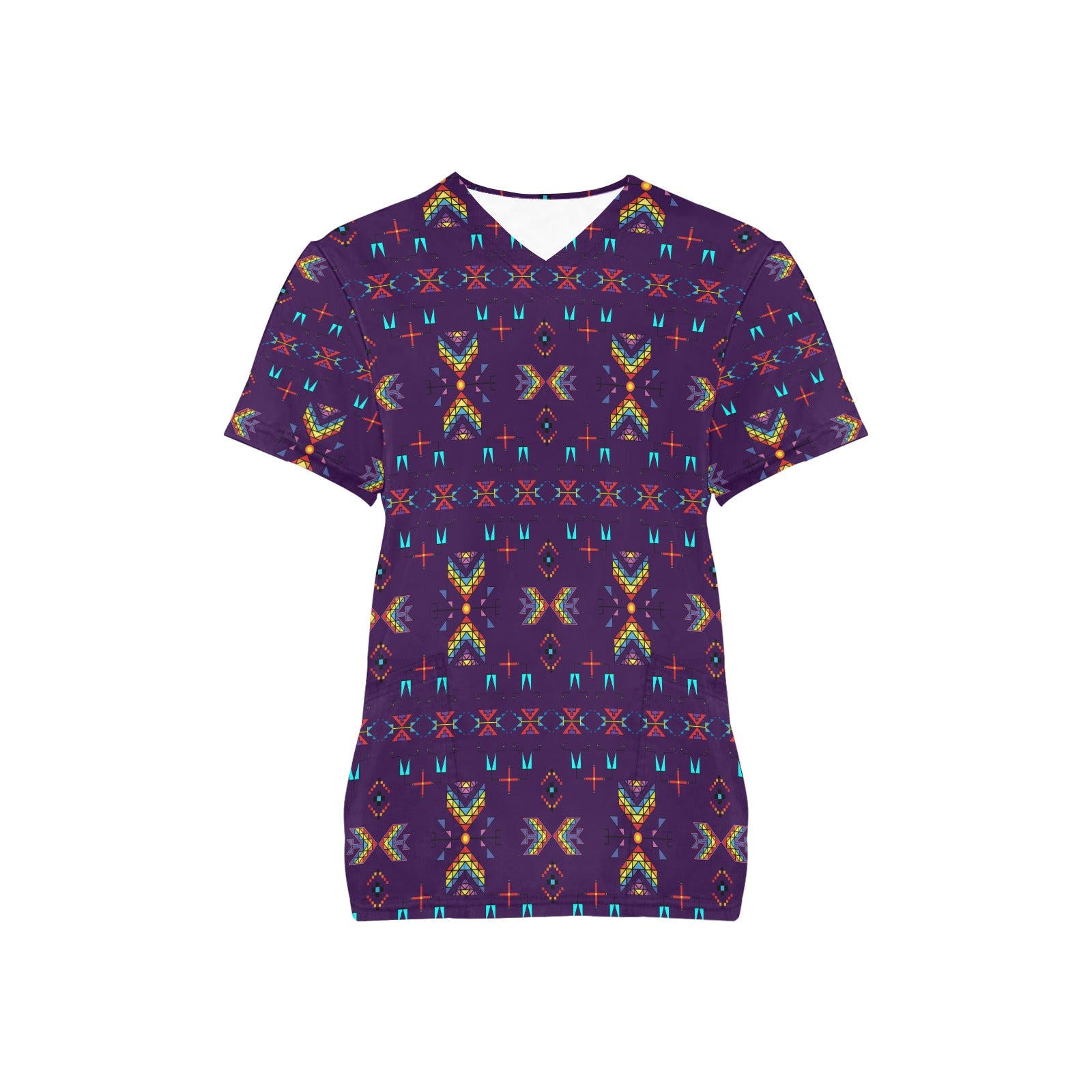 Rainy Chief Rainbow Dark Purple Scrub Top