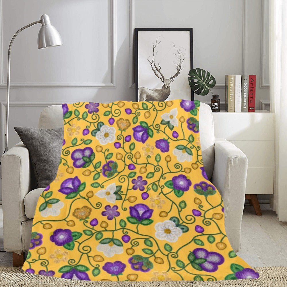 Midnight Moss Bloom Yellow Ultra-Soft Micro Fleece Blanket 60"x80"