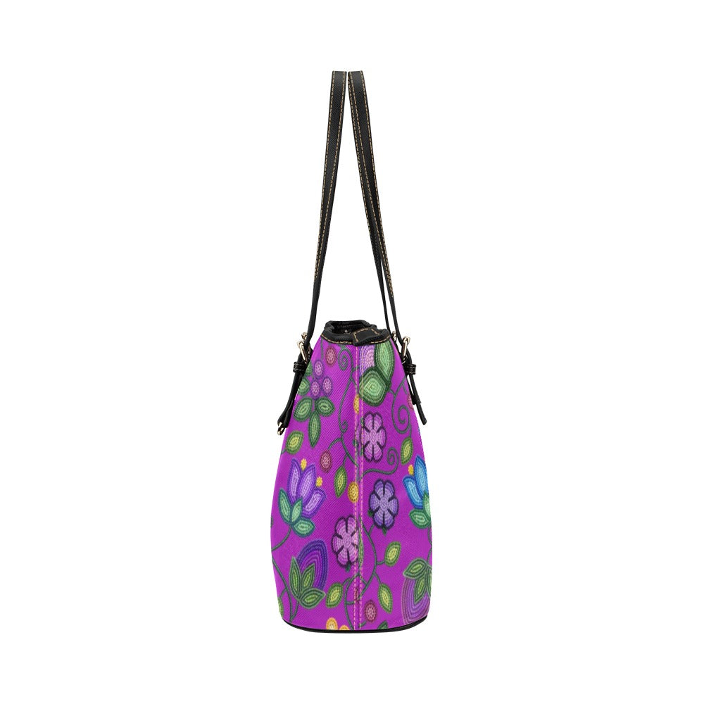 Bloom Uplift Purple Leather Tote Bag/Large
