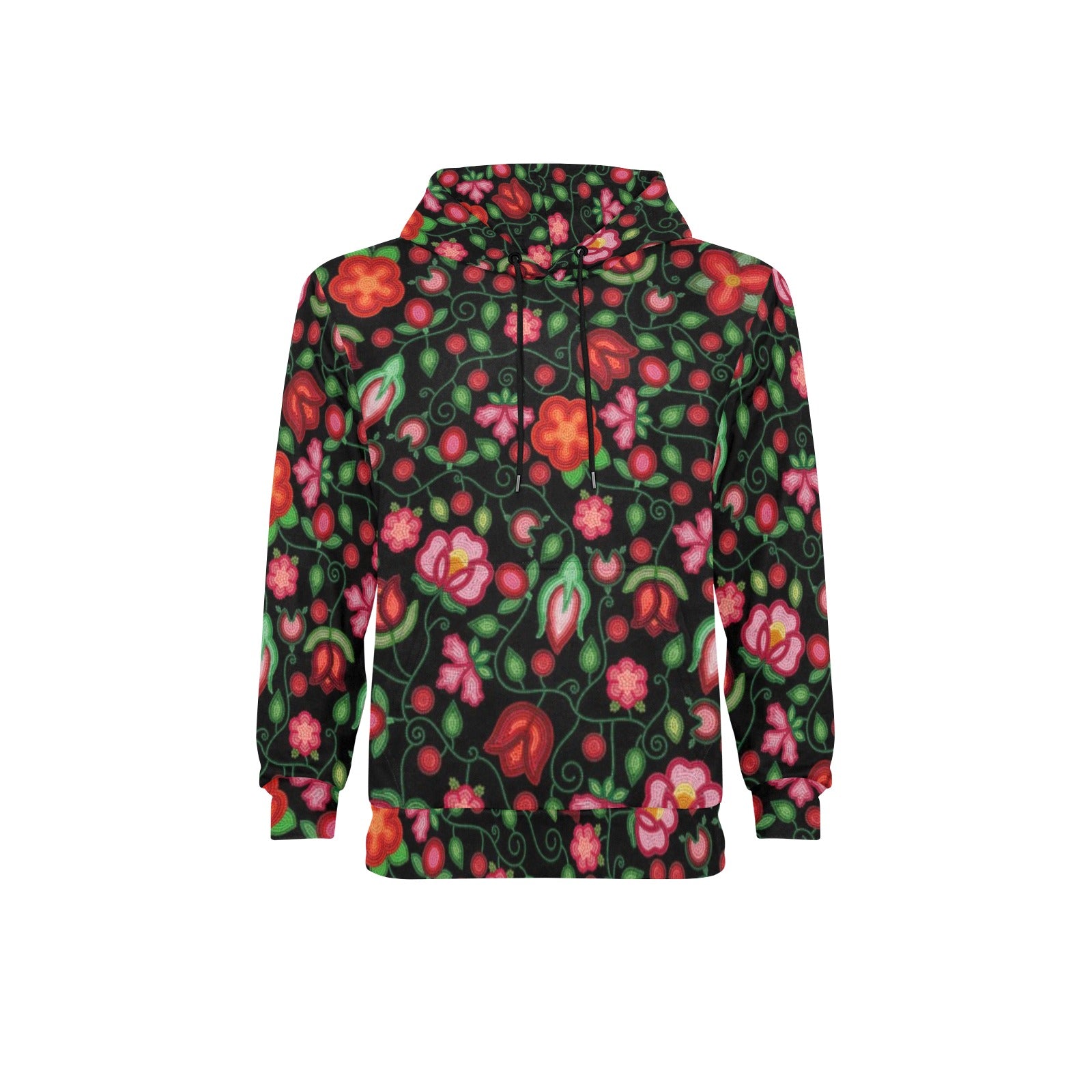 Rose Reverie Black Men's Long Sleeve Fleece Hoodie