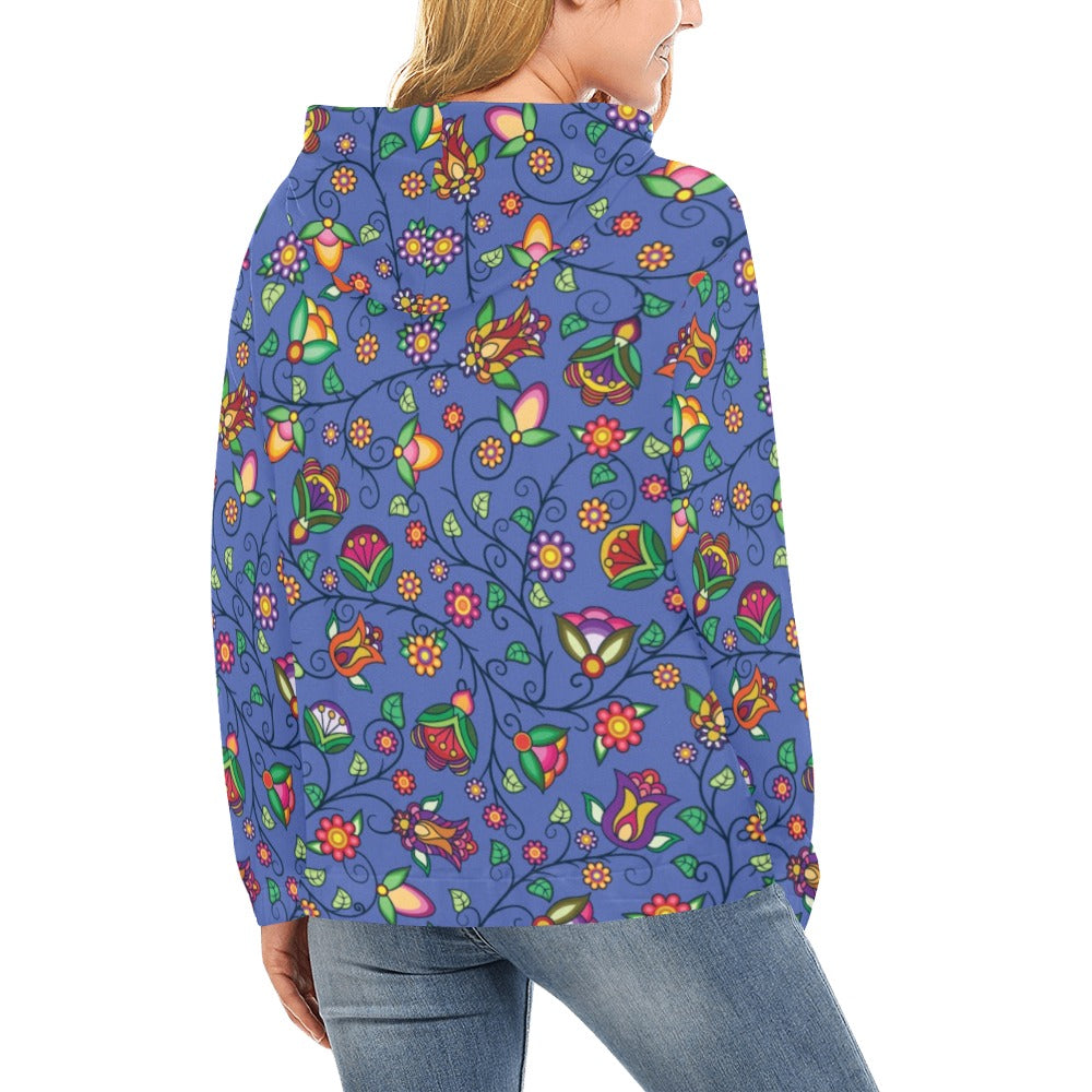 Heartbeat Petals Blue Hoodie for Women (USA Size)