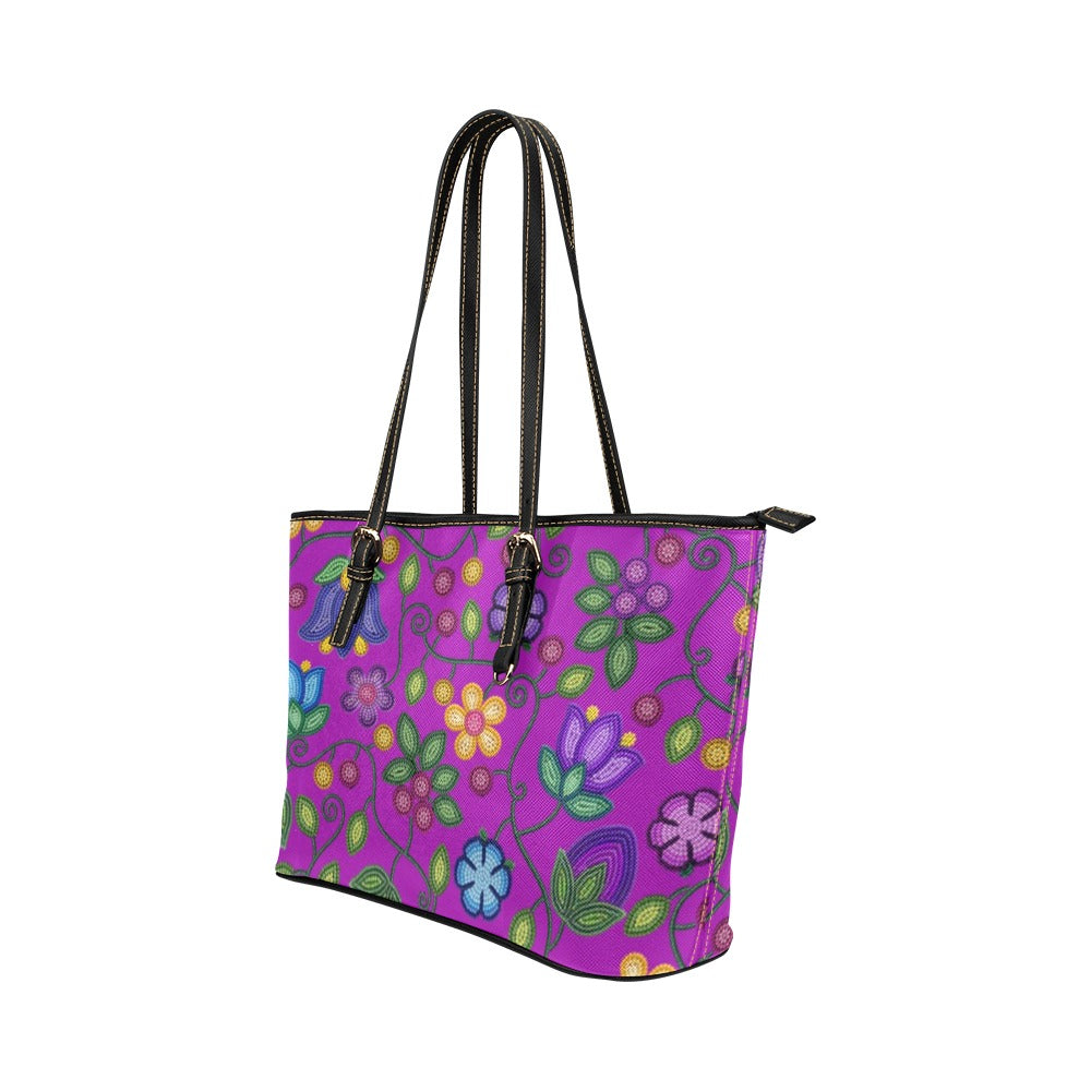 Bloom Uplift Purple Leather Tote Bag/Large