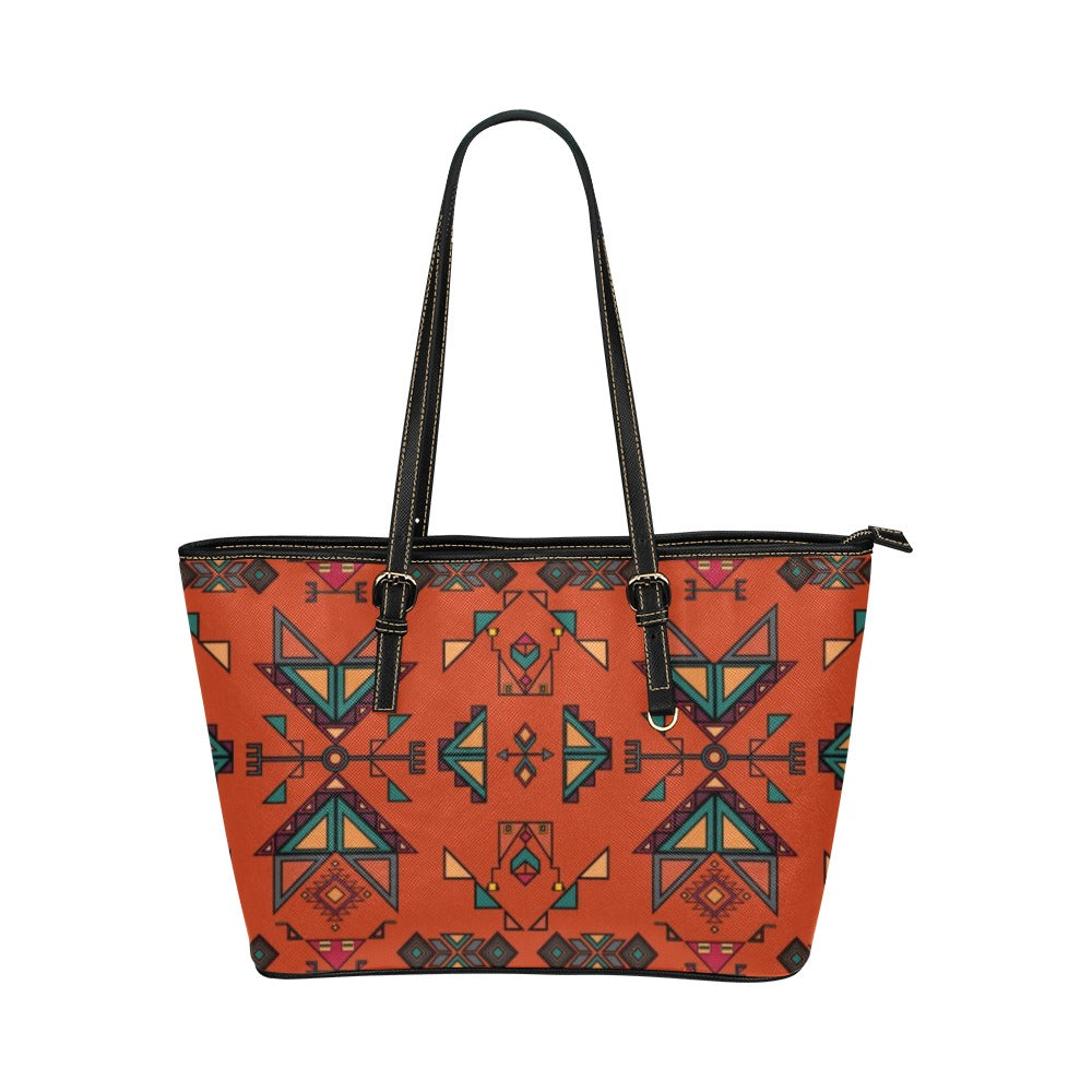 Arrow dawn Orange Leather Tote Bag/Large