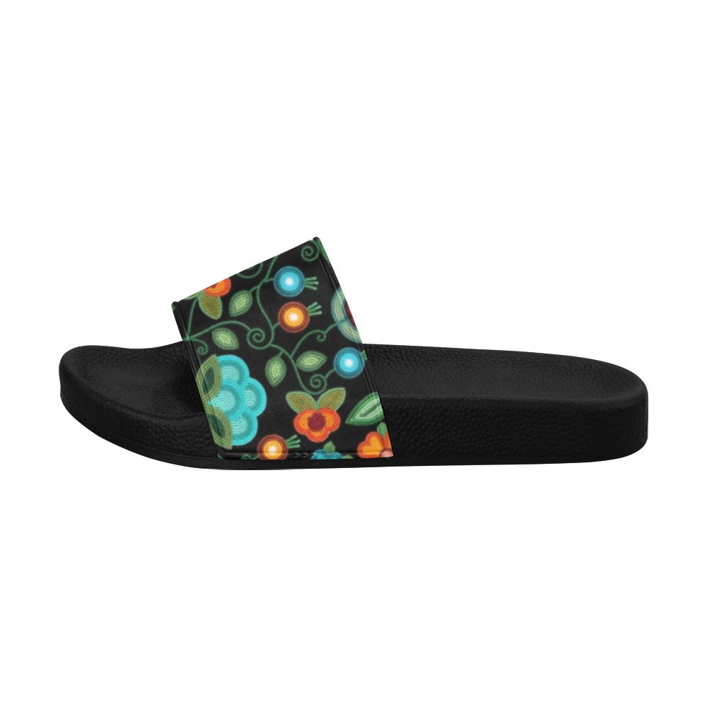 Prairie Fire Petals Black Women's Slide Sandals