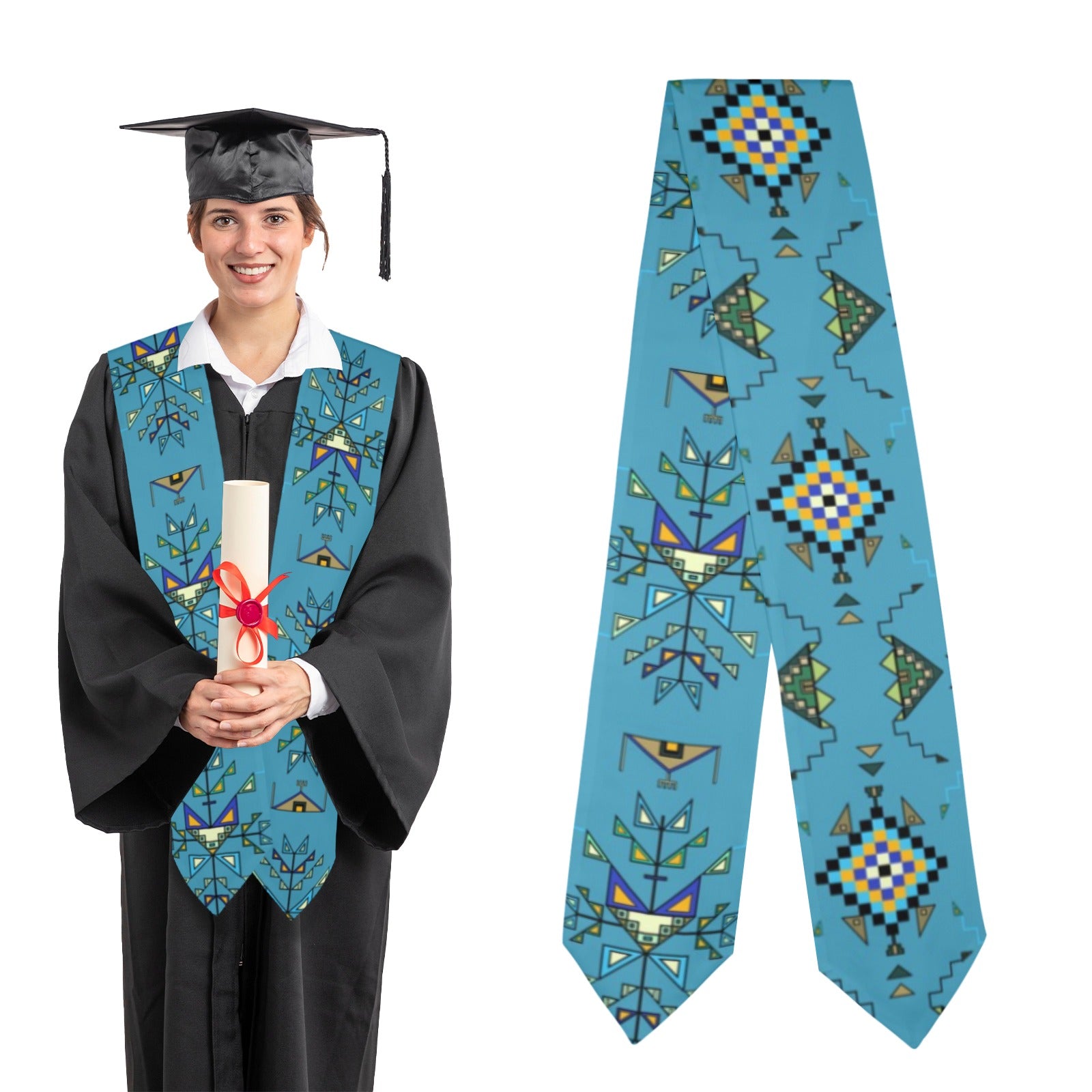 Bear Shield Blue Graduation Stole